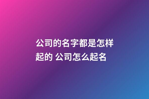 公司的名字都是怎样起的 公司怎么起名-第1张-公司起名-玄机派